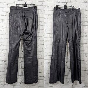 Vintage Black leather flared leg pants cuir Dimitri size 12
